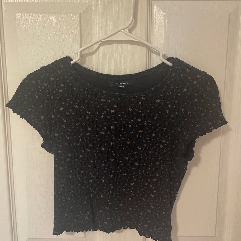 Black Floral Crop Top